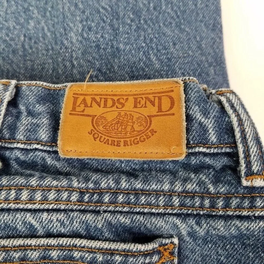 Lands End Jeans Mens 38x27 Square Rigger Red Plaid Flannel‎ Lined Medium Wash